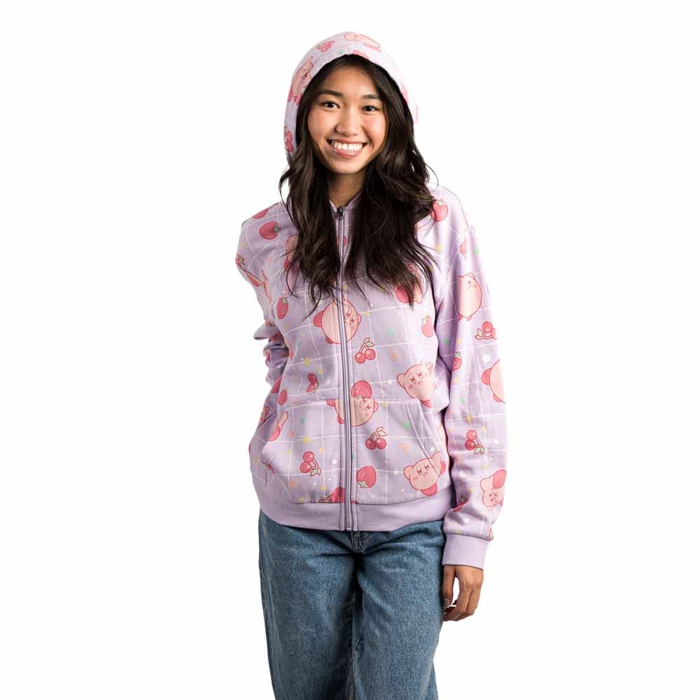 BioWorld Kirby Cherries Zip-Up Hoodies Kawaii Gifts