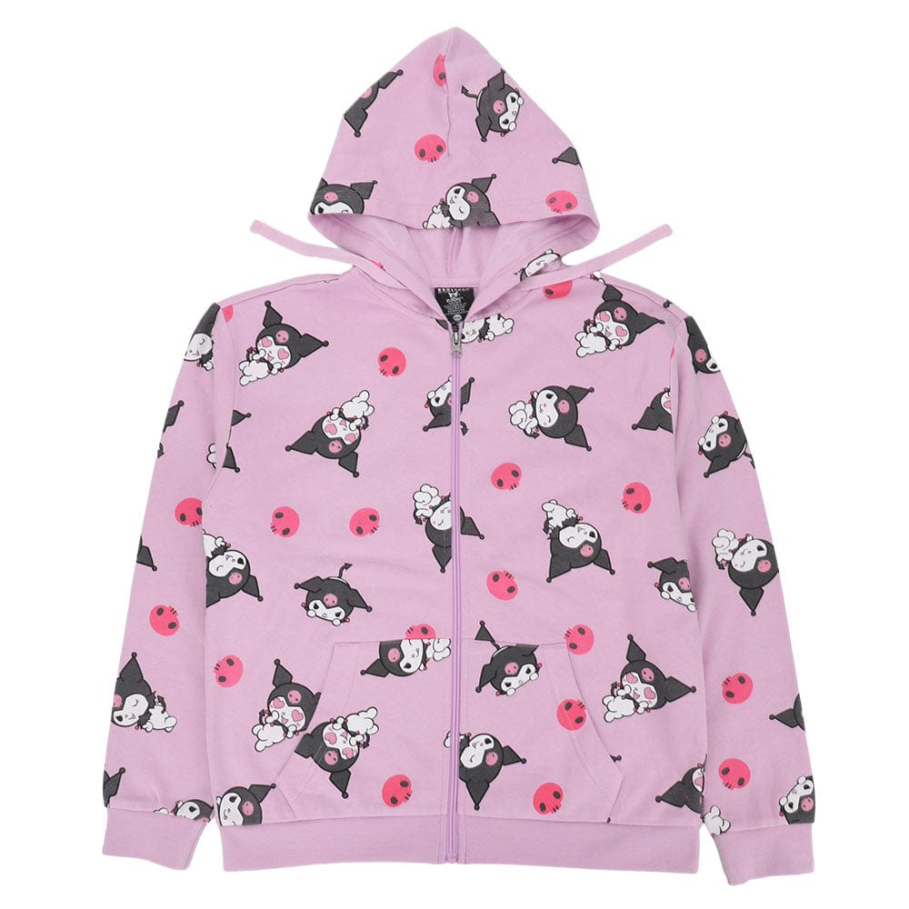 BioWorld Kuromi Spunky Poses Lavender Zip-Up Hoodies Kawaii Gifts