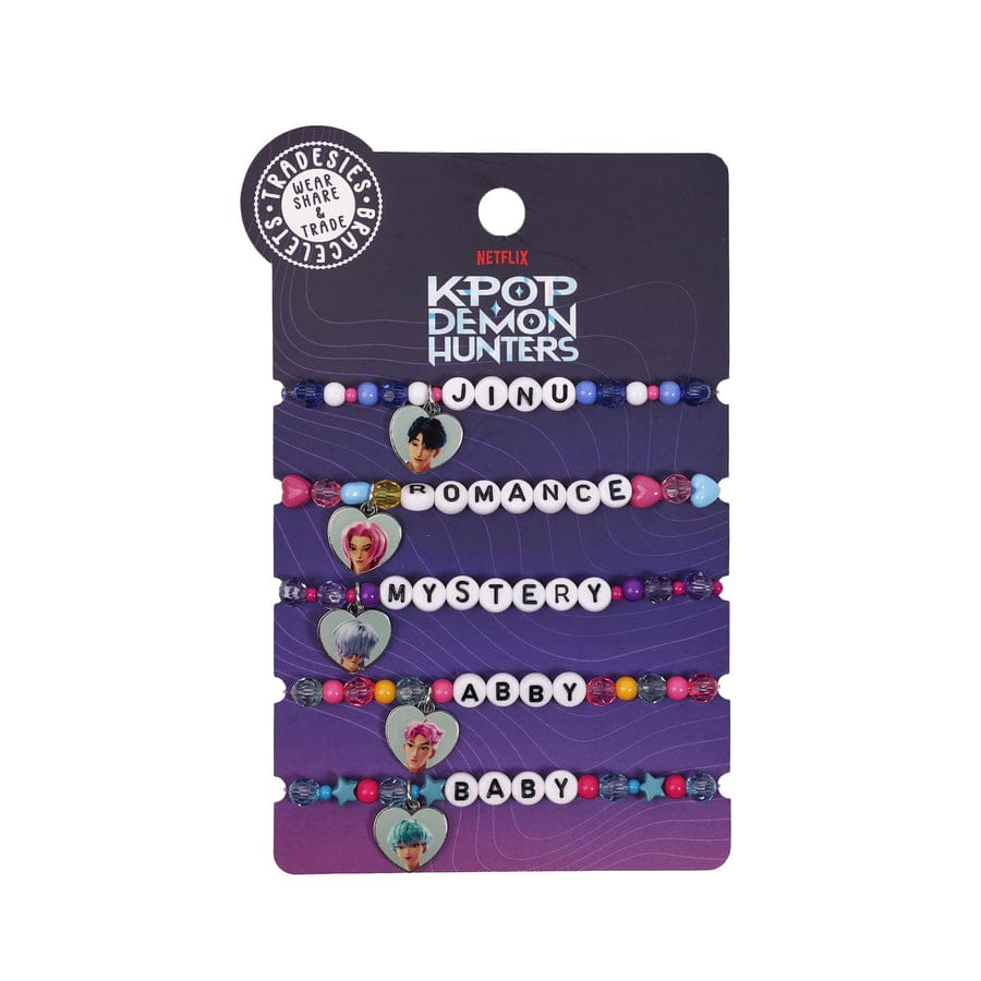 Bioworld Merchandising KPop Demon Hunters SAJA Boys Beaded Stretch Bracelet 5-Pack Set Kawaii Gifts 198996635082