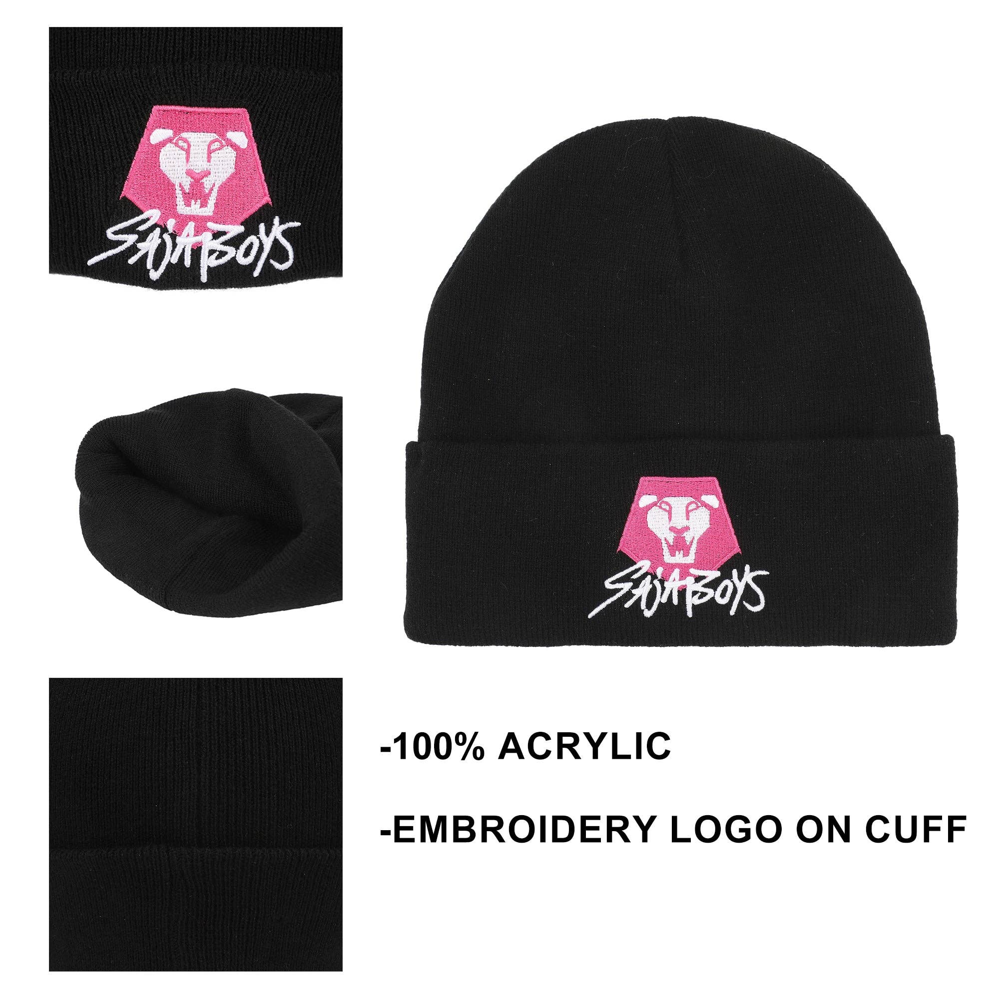 Bioworld Merchandising KPop Demon Hunters Saja Boys Black Cuff Knit Beanie Kawaii Gifts 198996635075