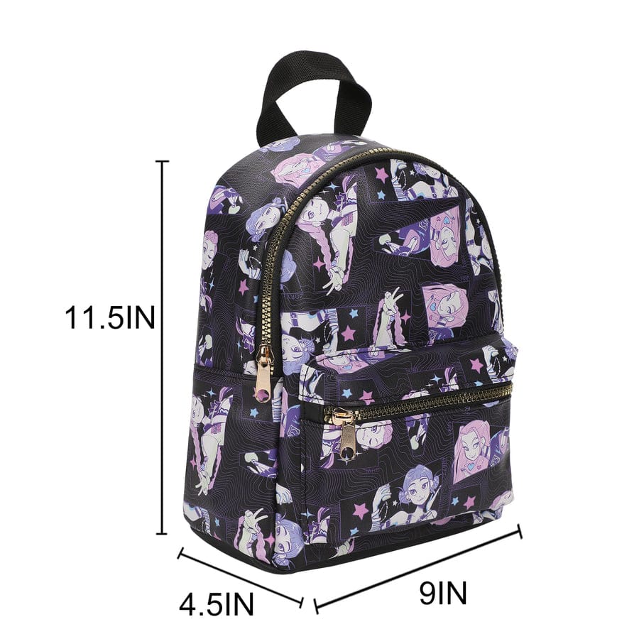 hunter x hunter mini backpack hot topic KPop Demon Hunters Huntrix AOP Adult Black 11.5" Mini Backpack