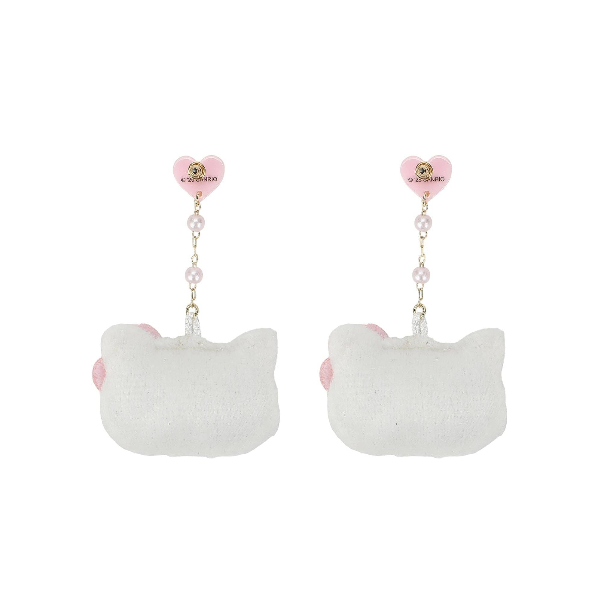 Bioworld Merchandising Hello Kitty Heart & Pearls Plush Earrings Kawaii Gifts 198996123121