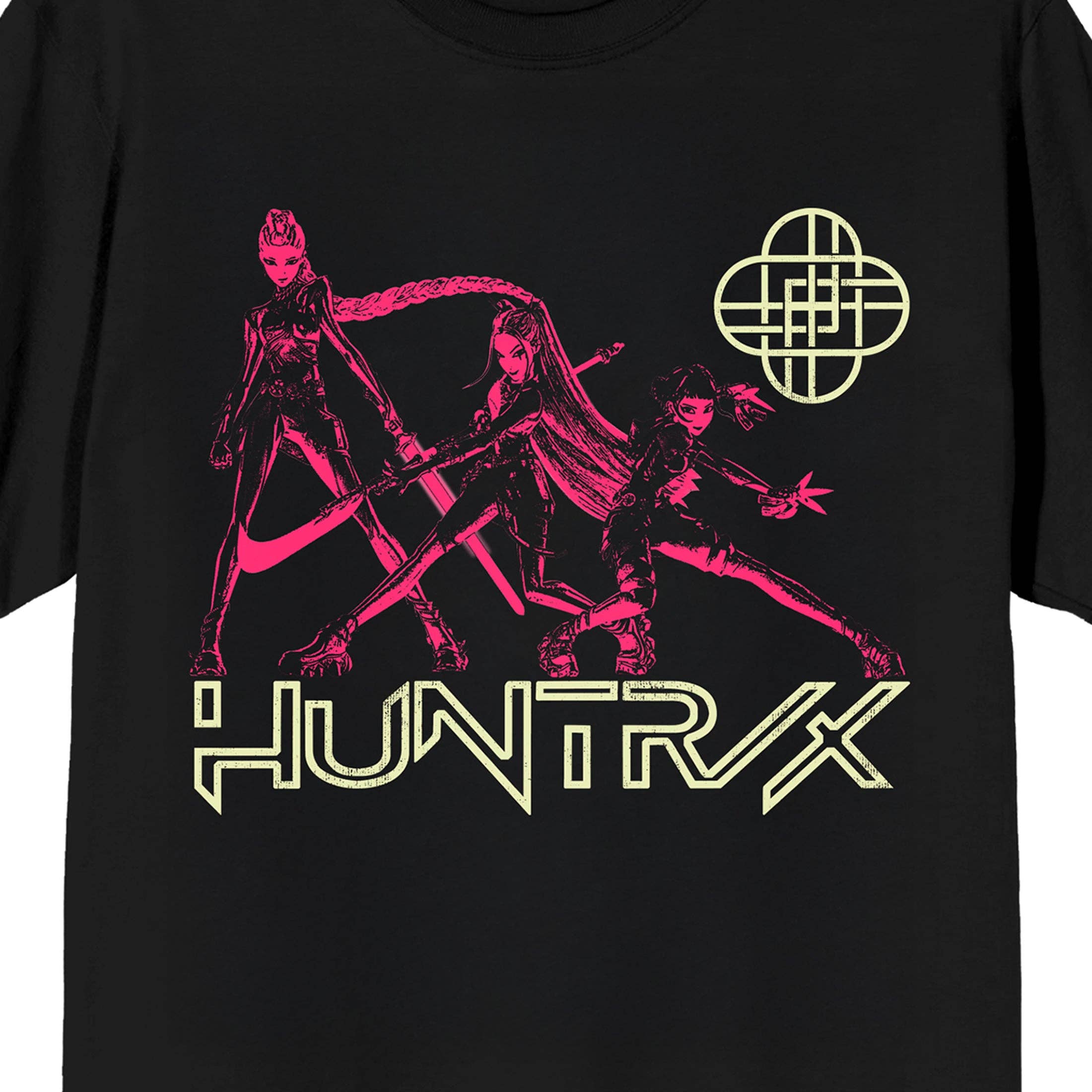 Bioworld Merchandising KPop Demon Hunters Huntrix Line Up on Black Short Sleeve Adult T Shirt Small Kawaii Gifts 198996543486