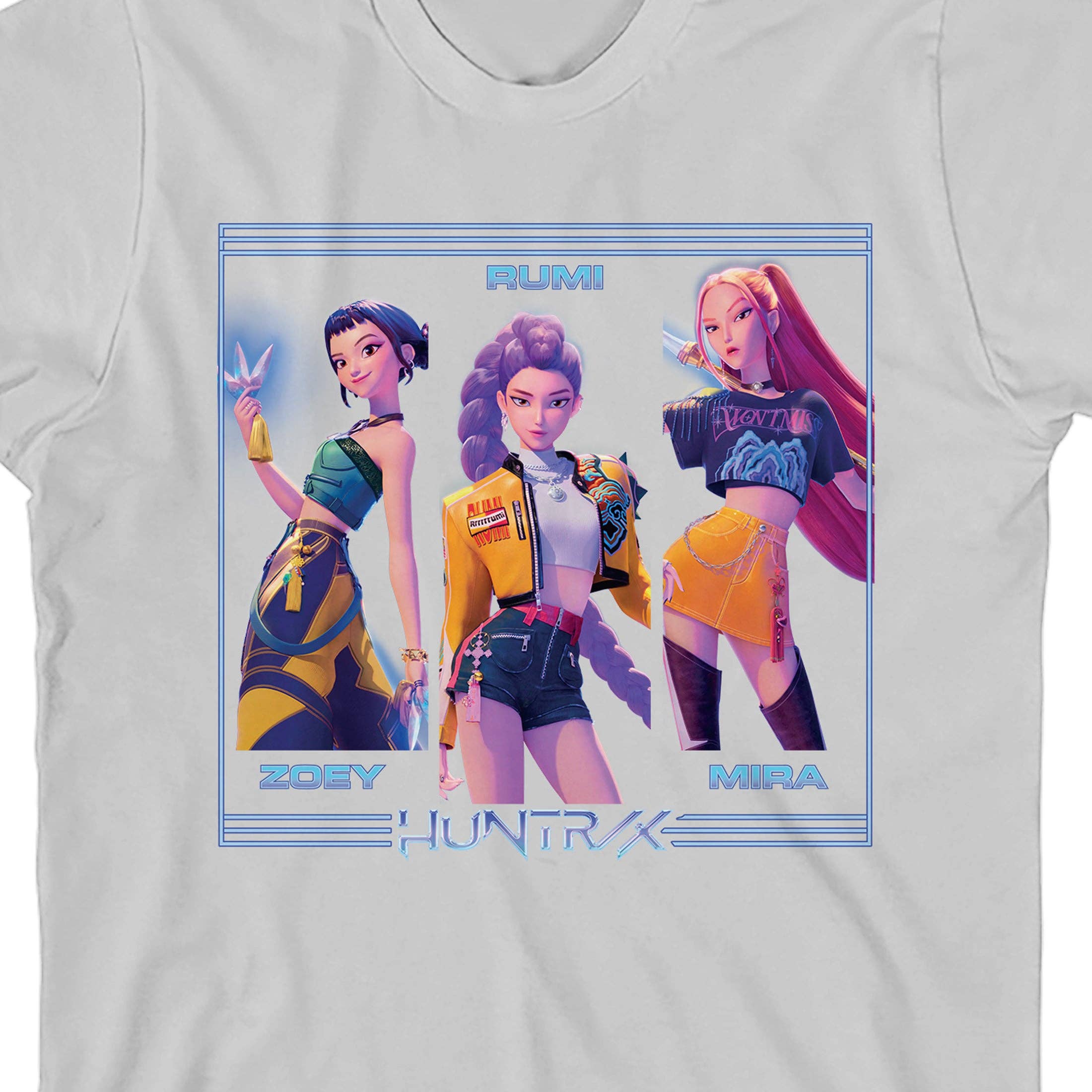 Bioworld Merchandising KPop Demon Hunters Huntrix on White Short Sleeve Kids T Shirt Medium Kawaii Gifts 198996544810