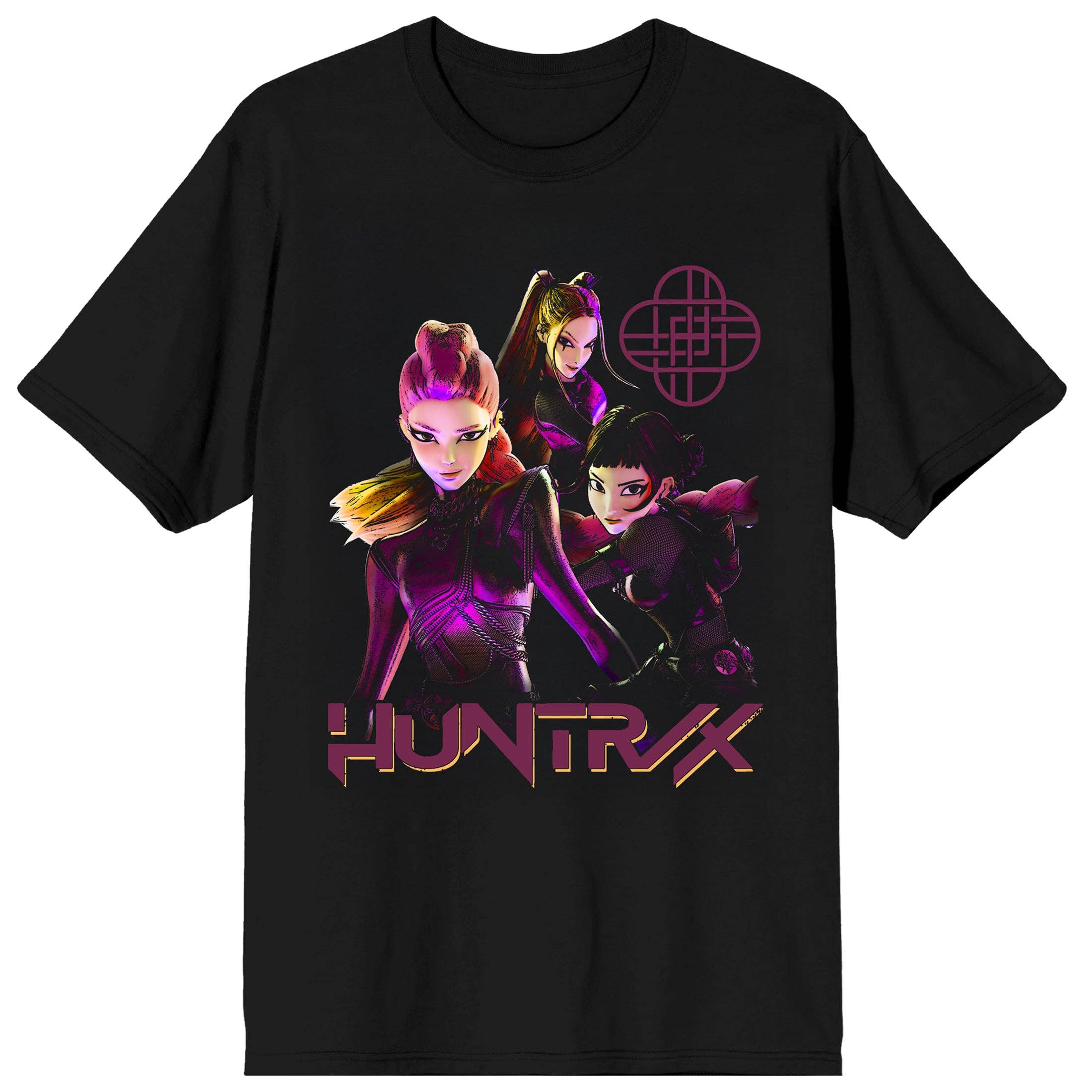 Bioworld Merchandising KPop Demon Hunters Huntrix Stronger Together Adult Black Crew Neck Short Sleeve T-shirt Kawaii Gifts