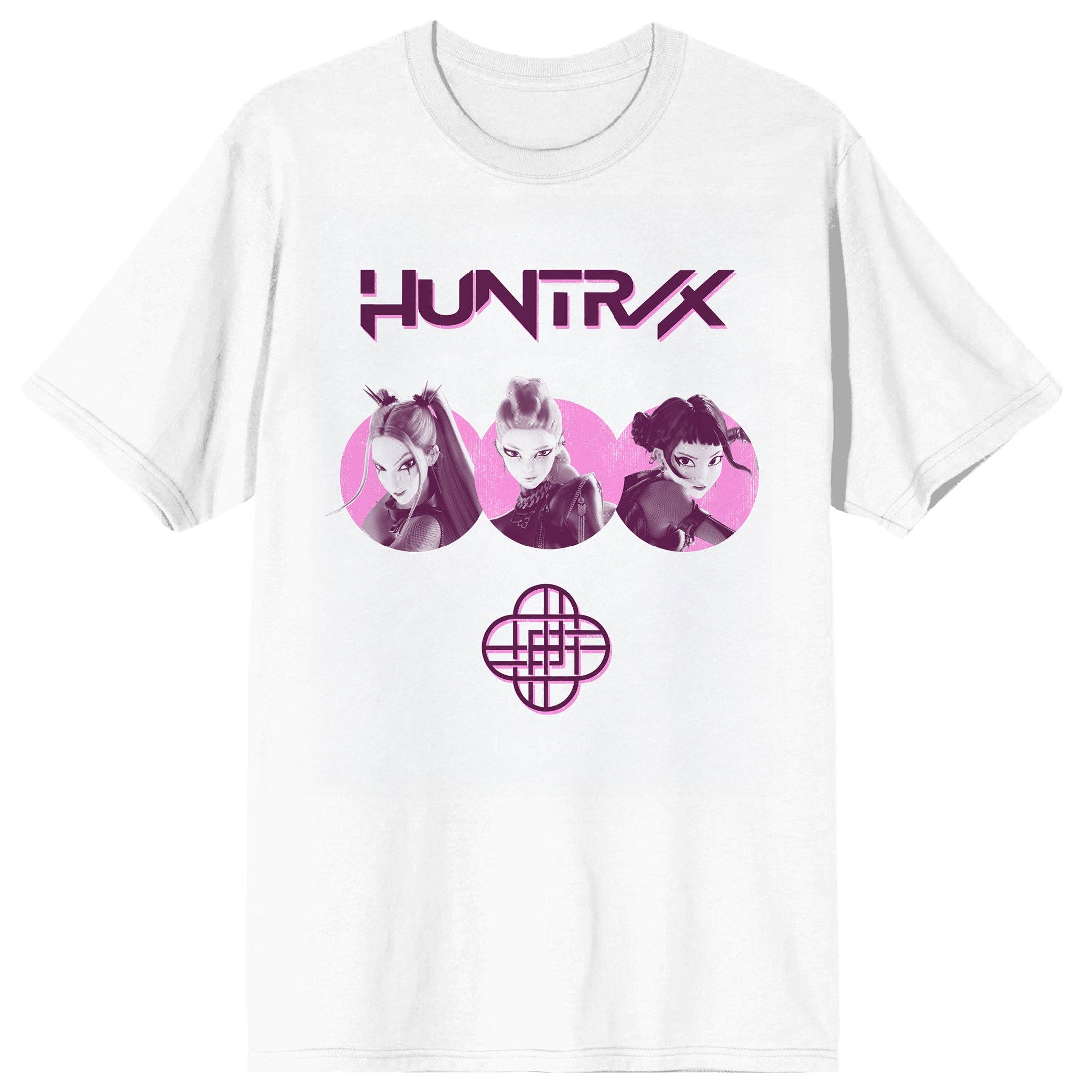 Bioworld Merchandising KPop Demon Hunters Huntrix Trio Close Up on White Short Sleeve Adult T Shirt Kawaii Gifts