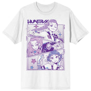Bioworld Merchandising KPop Demon Hunters Panel Art Huntrix Adult White Crew Neck Short Sleeve T-shirt Kawaii Gifts