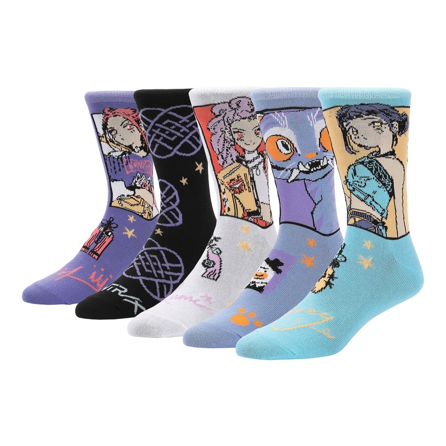 Bioworld Merchandising KPop Demon Hunters Huntrix & Derpy 5-Pair Pack Adult Crew Socks Kawaii Gifts 198996630339