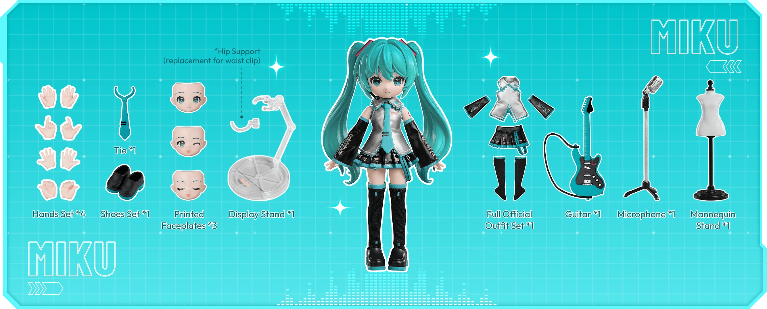 Blokees Hatsune Miku Blokees DaaLaMode 5.5" Posable Figure Kit with Real Fabric Official Outfit Kawaii Gifts 810181532937