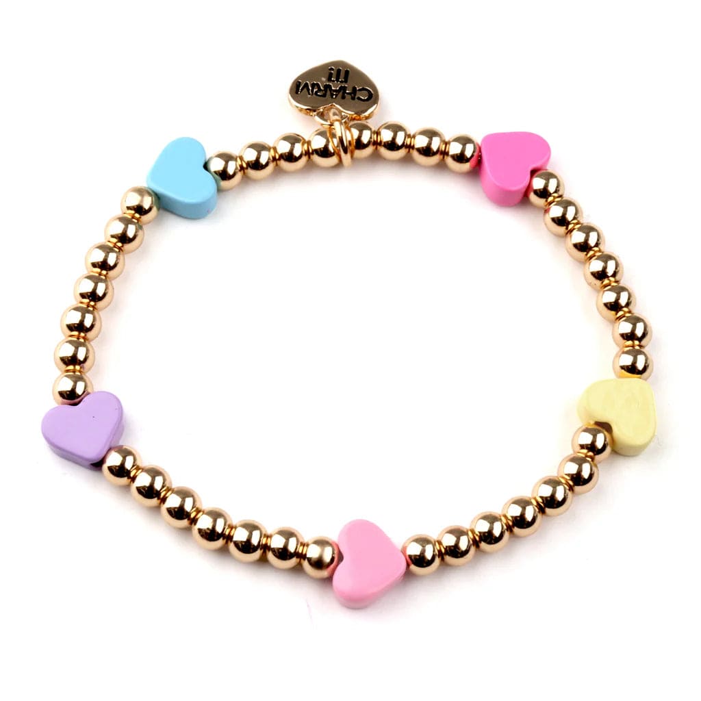 Charm It Gold Multi Heart Stretch Bead Bracelet Kawaii Gifts