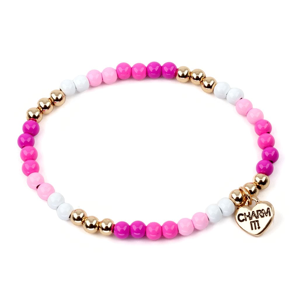 Charm It Gold Pink Stretch Bead Bracelet Kawaii Gifts 794187100379