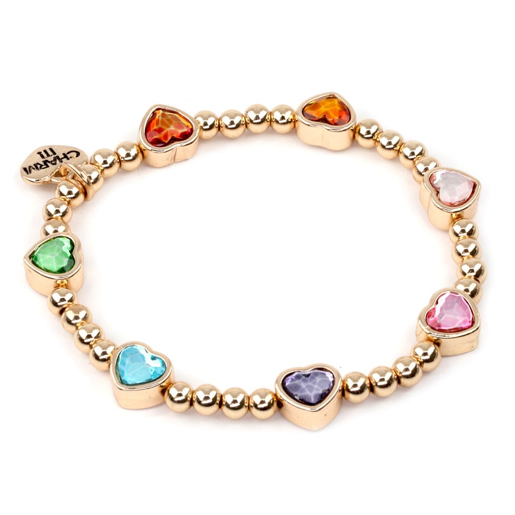 Charm It Gold Sparkle Heart Stretch Bracelet Kawaii Gifts 794187100478