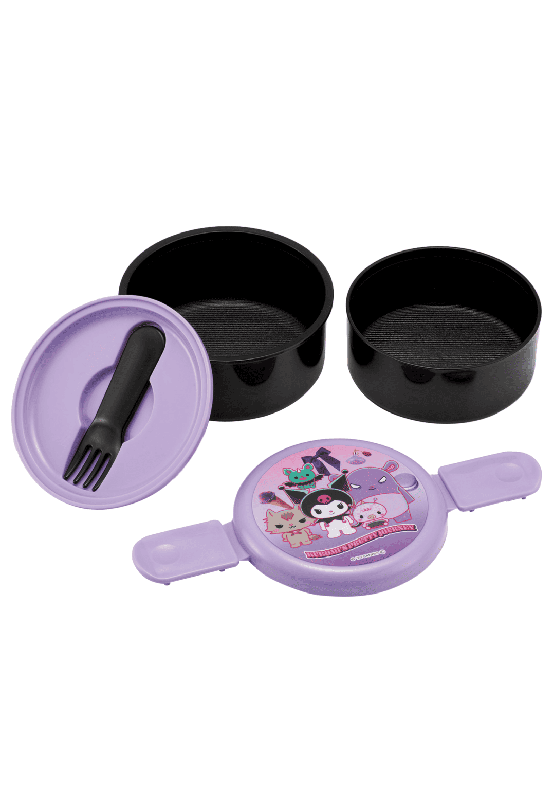Clever Idiots Kuromi 2-Layered Round Bento Lunch Box with Fork Kawaii Gifts