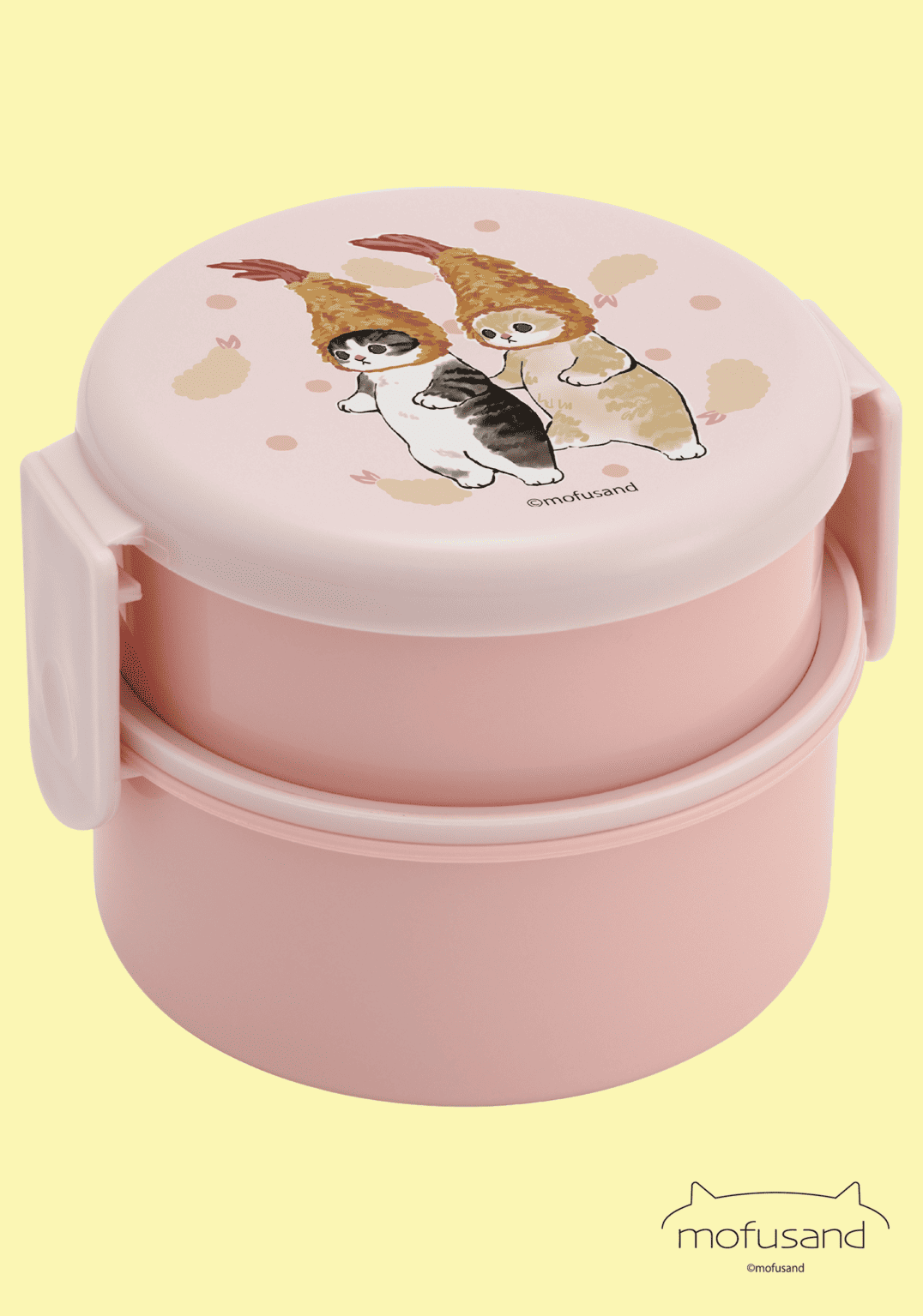 Clever Idiots Mofusand Cat Round Bento Lunch Box with Fork Kawaii Gifts 4973307618949