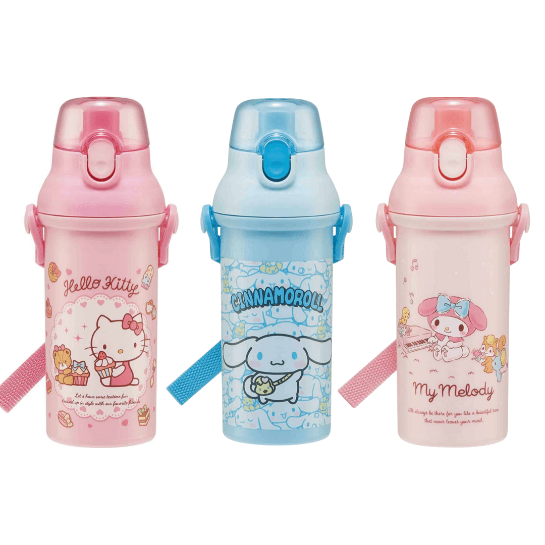 Clever Idiots Sanrio Friends Easy Pop-Up Water Bottle : Cinnamoroll, Hello Kitty, My Melody Kawaii Gifts
