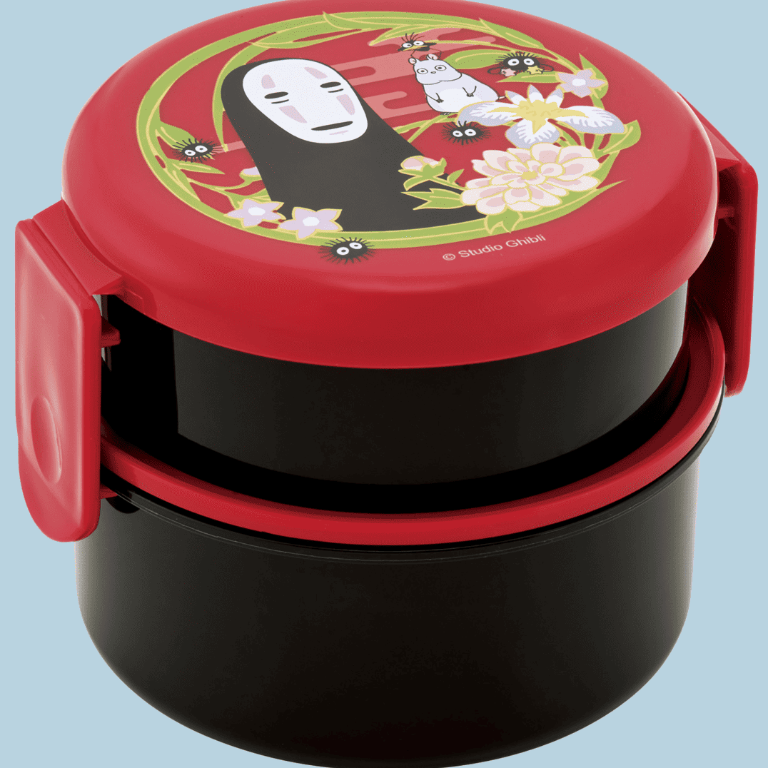 Clever Idiots Spirited Away Dark Red 2-Layered Round Bento Lunch Box with Fork Kawaii Gifts 4973307645174