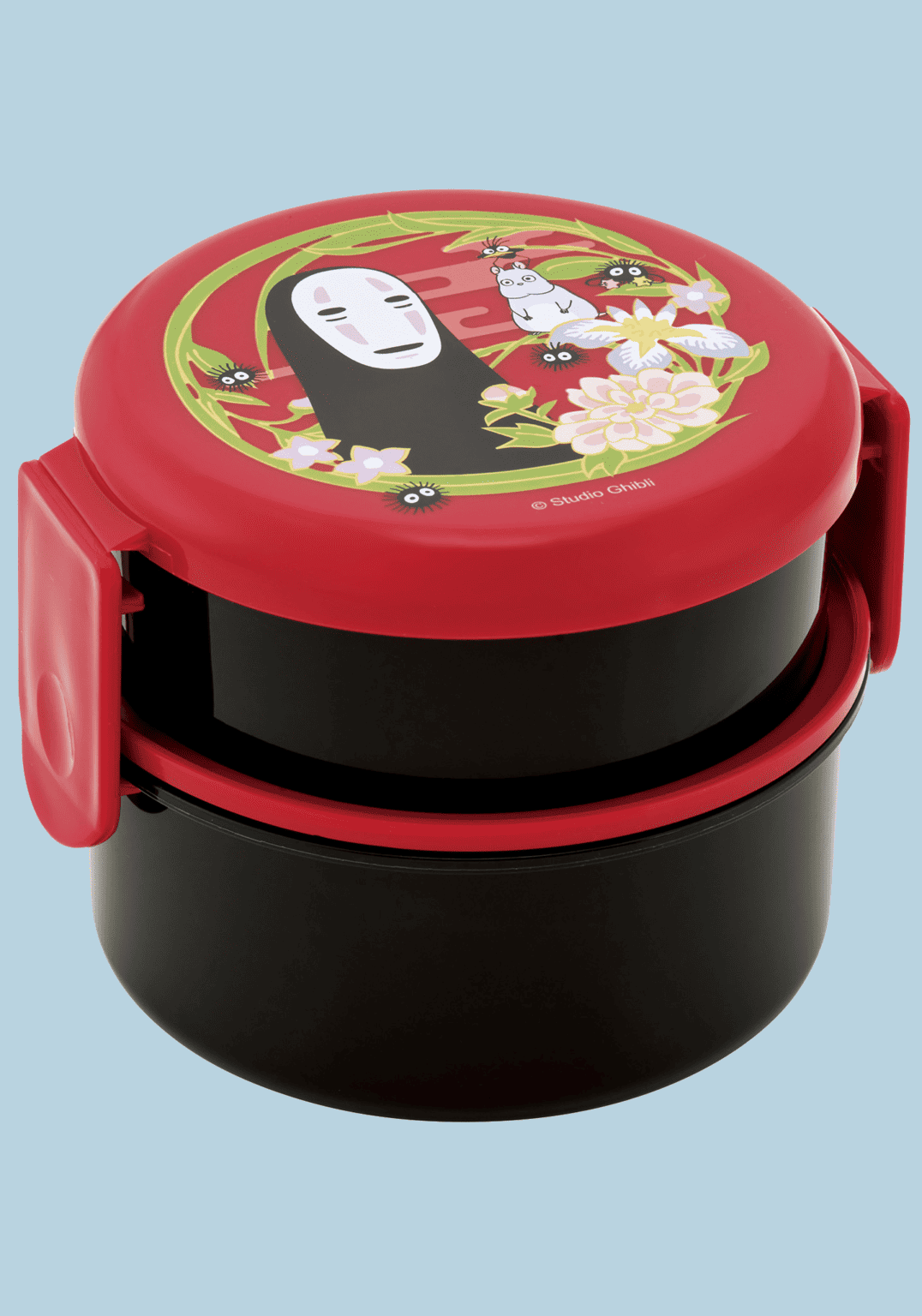 Clever Idiots Spirited Away Dark Red 2-Layered Round Bento Lunch Box with Fork Kawaii Gifts 4973307645174