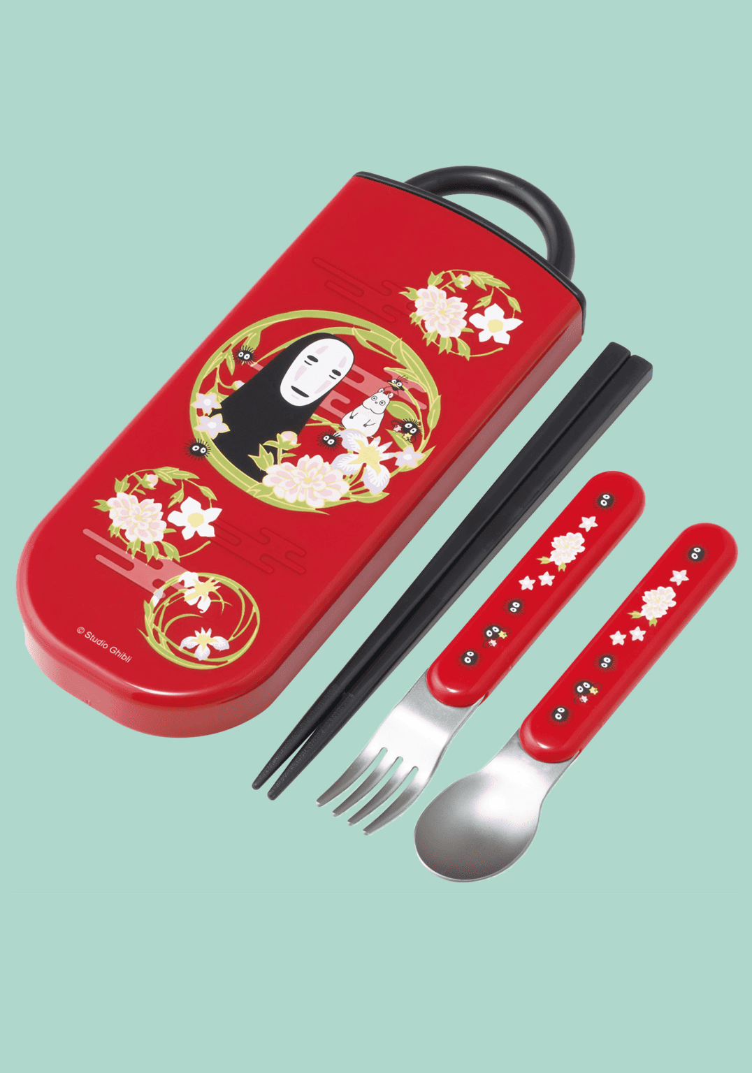 Clever Idiots Spirited Away Dark Red Chopsticks, Fork and Spoon Set Kawaii Gifts 4973307645198