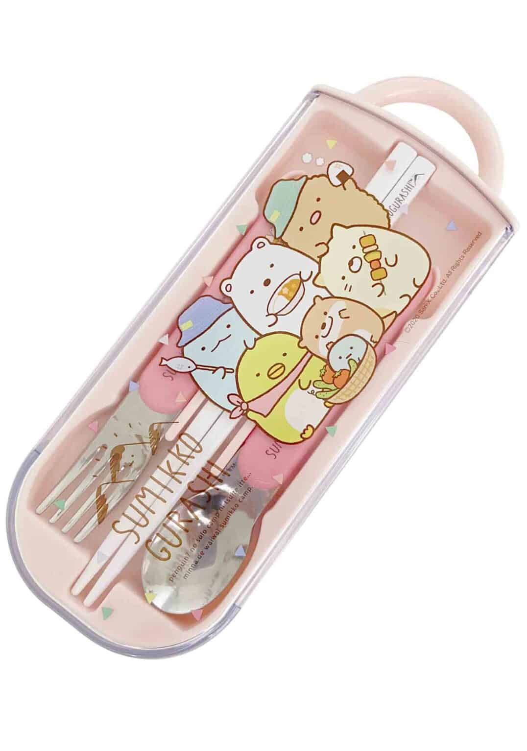 Clever Idiots Sumikko Gurashi Spoon Fork & Chopsticks Traveling Utensil Set Kawaii Gifts 4973307524585