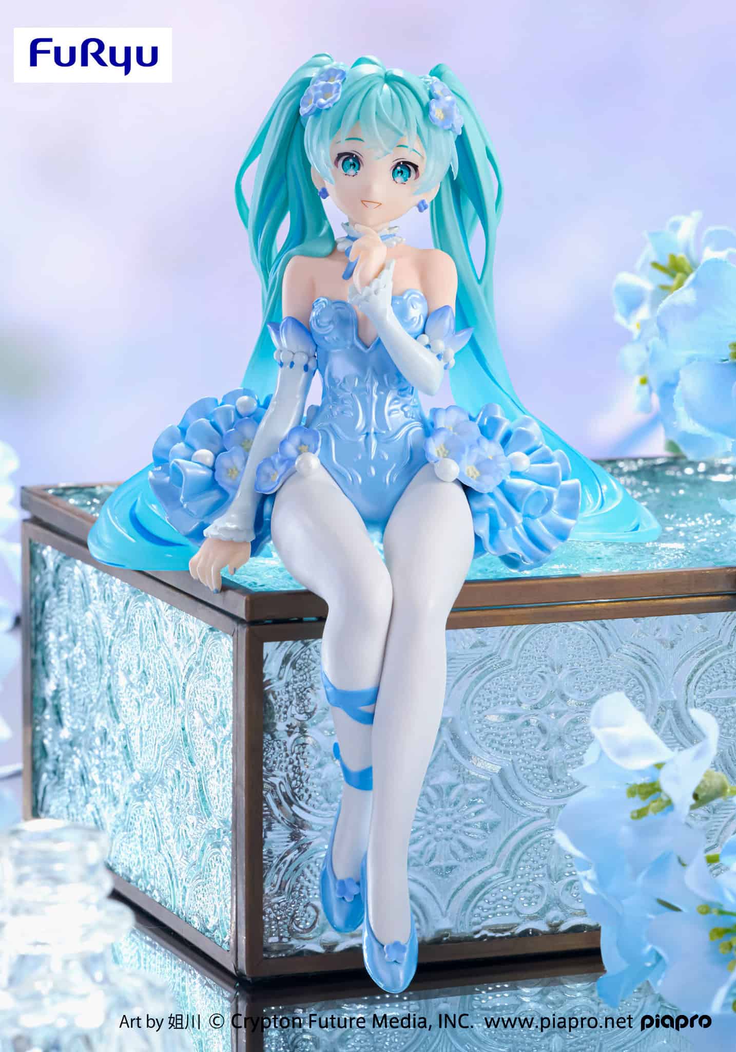 Clever Idiots Hatsune Miku Nemophila Pail Blue Color Flower Fairy Noodle Stopper Figure Kawaii Gifts 4582782366797