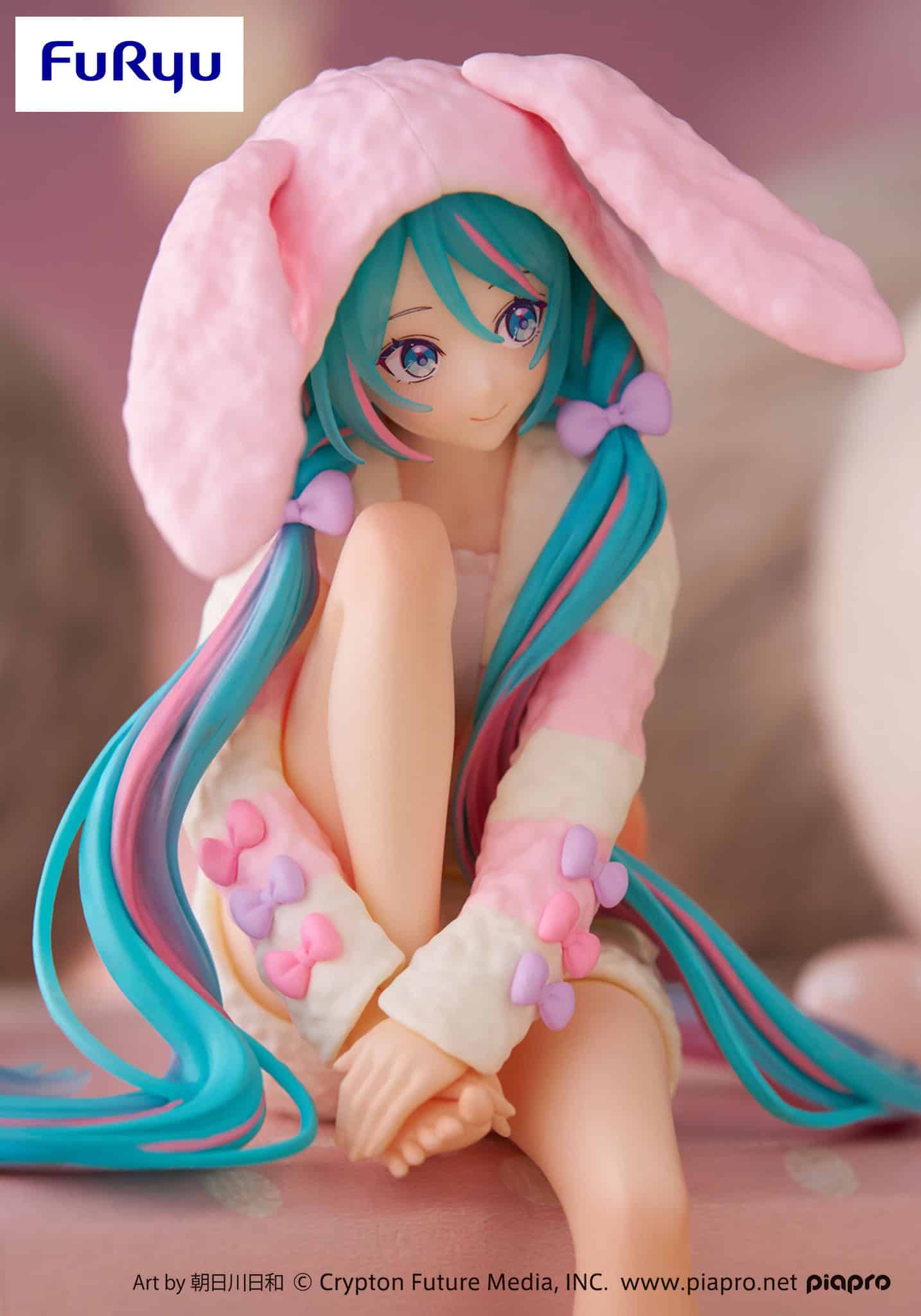 Clever Idiots Hatsune Miku Rabbit Ear Hooded Pajama Noodle Stopper Figure Kawaii Gifts 4582782364083