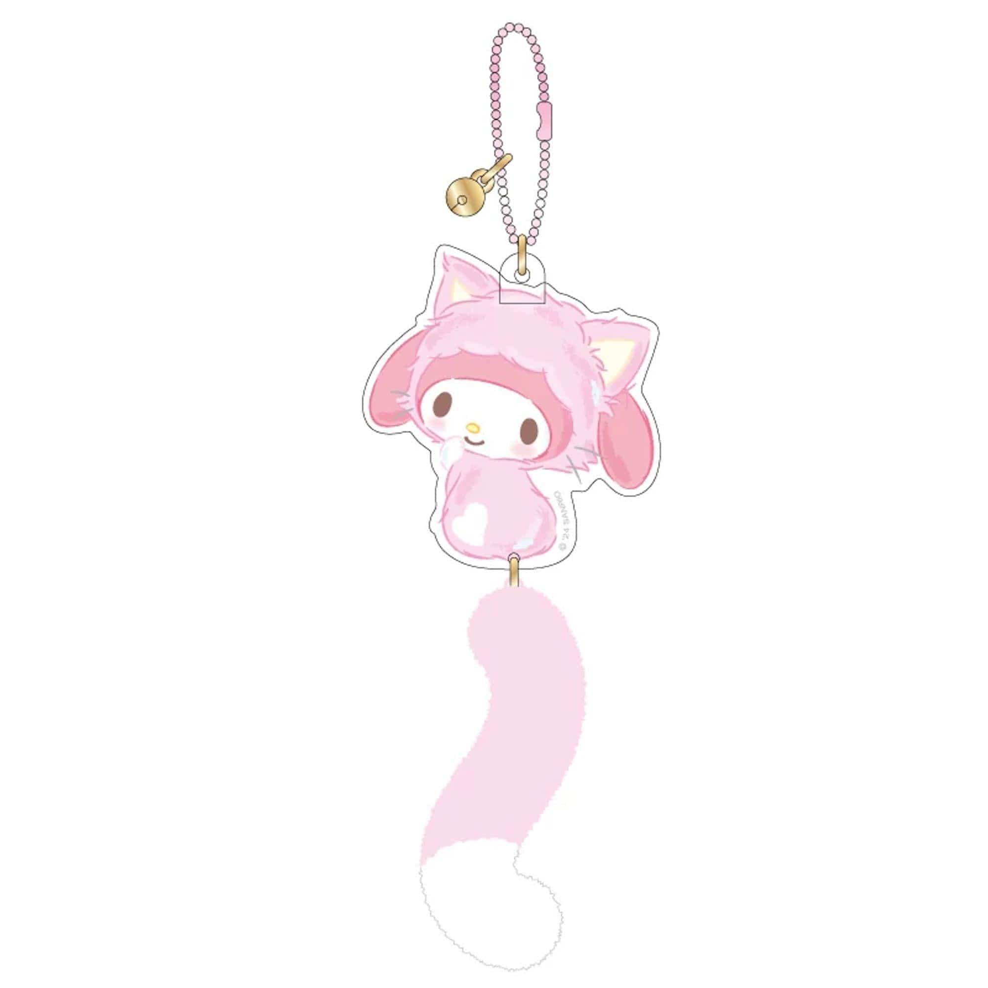 Enesco Sanrio Cutie Cat Acrylic Mascot with Fluffy Tails: Hello Kitty, My Melody, Pompompurin, Cinnamoroll, Kuromi, Pochacco Kawaii Gifts