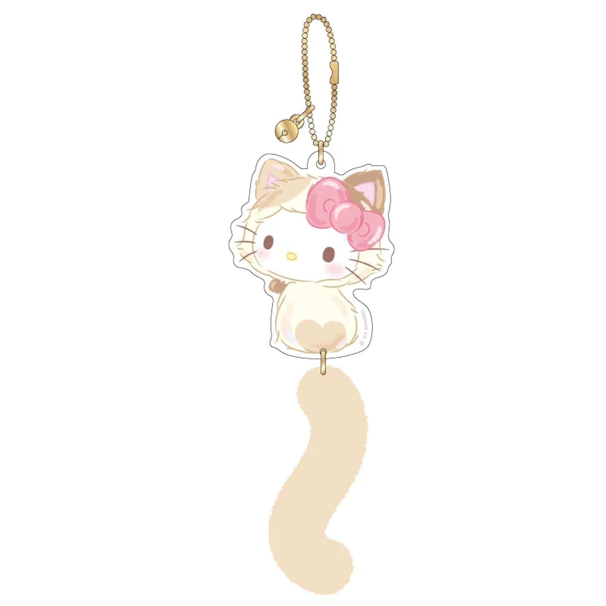 Enesco Sanrio Cutie Cat Acrylic Mascot with Fluffy Tails: Hello Kitty, My Melody, Pompompurin, Cinnamoroll, Kuromi, Pochacco Hello Kitty Kawaii Gifts