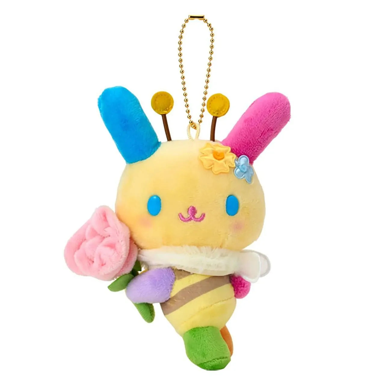 Enesco Sanrio Usahana Flower Loving Bee 5" Plushy Mascot Key Chain Bag Charm Kawaii Gifts 4550624964524