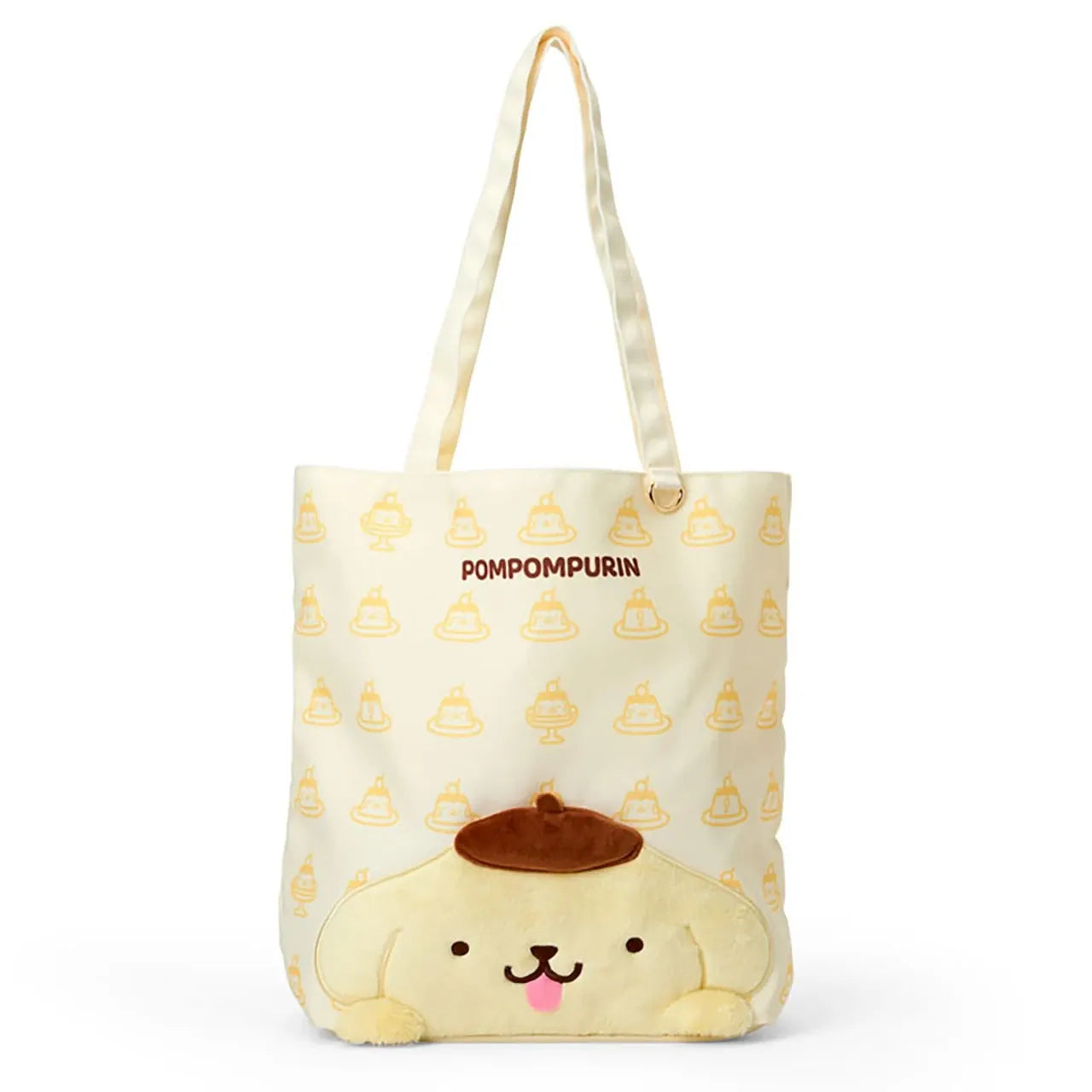 Enesco Sanrio Pompompurin 30th Anniversary Full and Happy Pudding 15.5" Tote Bag Kawaii Gifts 4550624852449