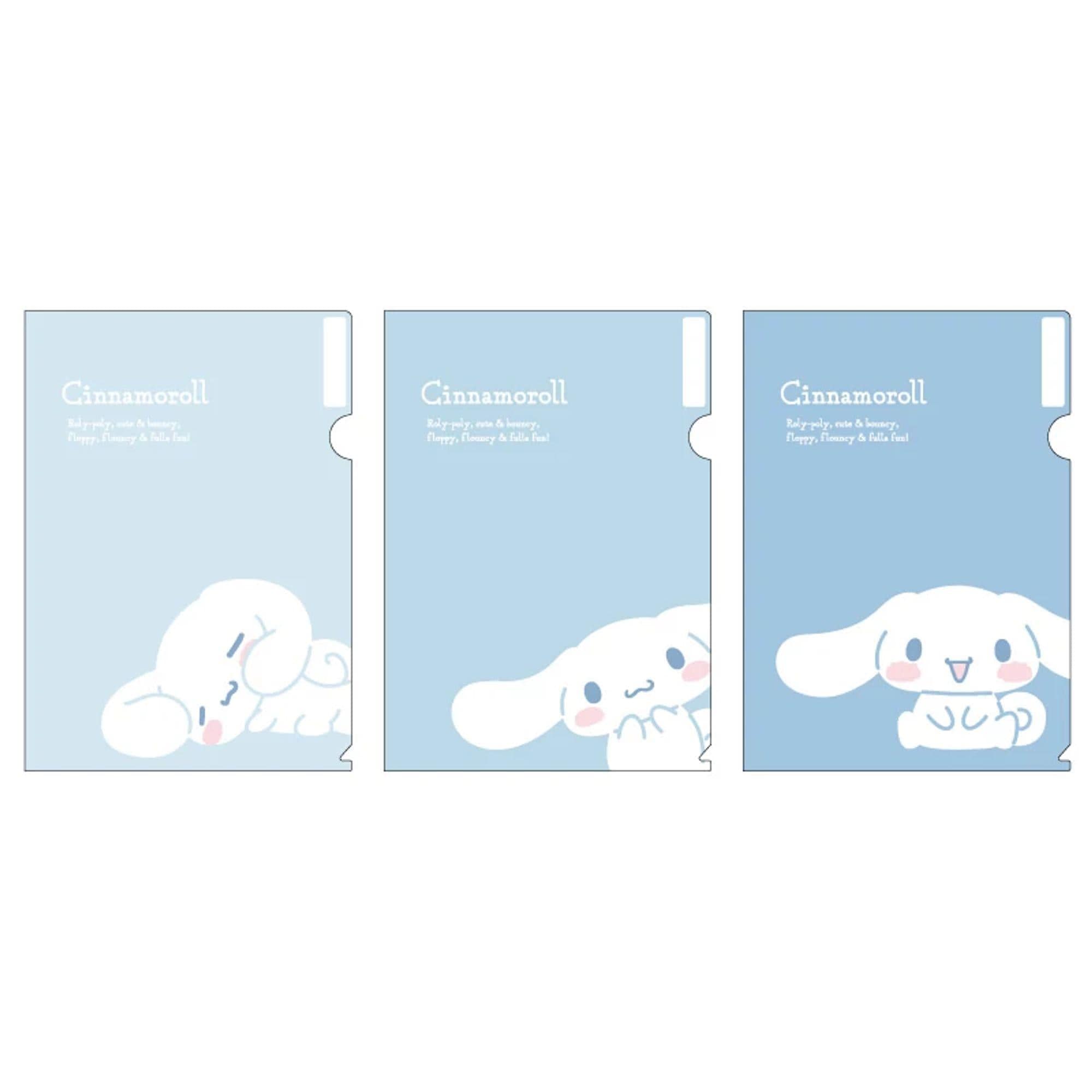 Enesco Sanrio A4 Plastic File Folders 3-Piece Sets: Pochacco, Hello Kitty, My Melody, Cinnamoroll, Kuromi Cinnamoroll Kawaii Gifts 4550337989968