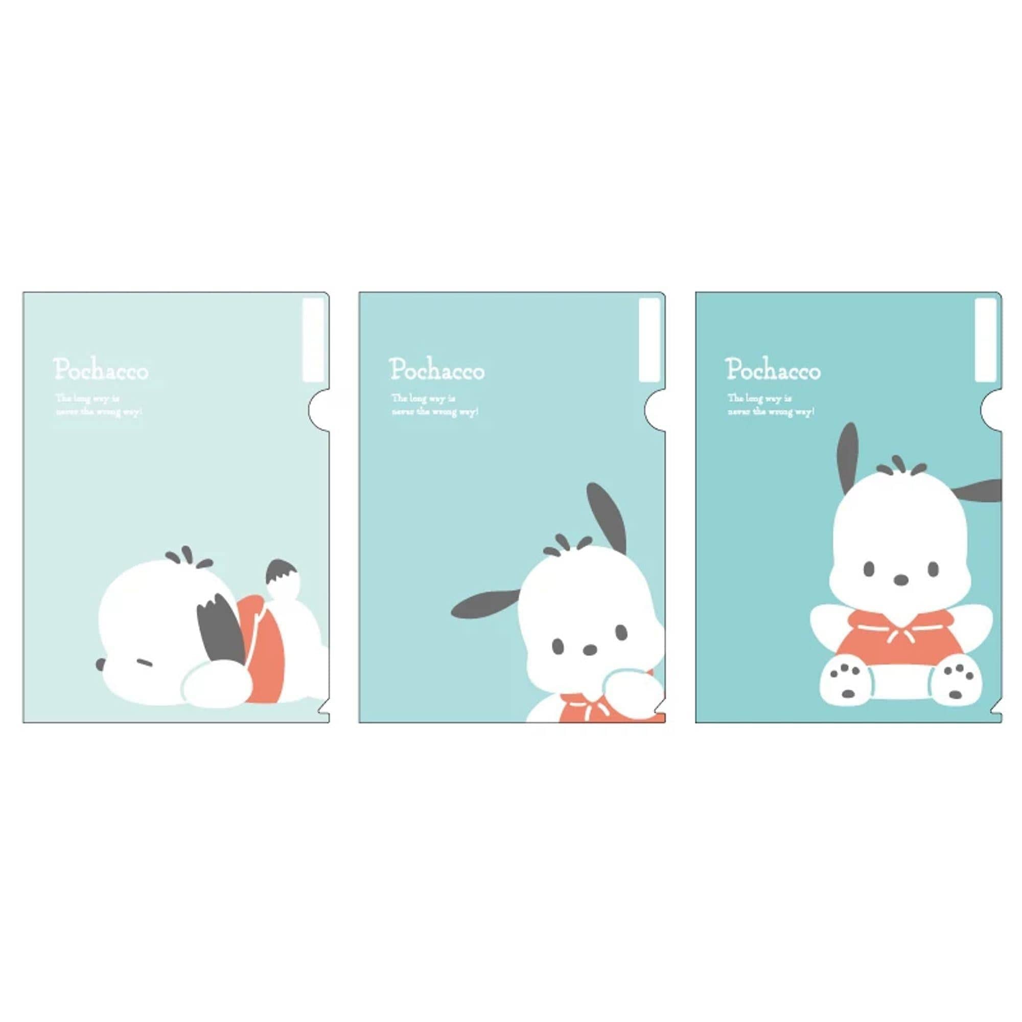 Enesco Sanrio A4 Plastic File Folders 3-Piece Sets: Pochacco, Hello Kitty, My Melody, Cinnamoroll, Kuromi Pochacco Kawaii Gifts 4550337001561
