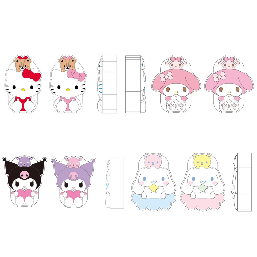 Enesco Sanrio 2-Piece Toothbrush Cover Set: Hello Kitty, My Melody, Cinnamoroll, Kuromi Kawaii Gifts