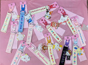 Enesco Sanrio All Stars Acrylic Mascot Keychains with Embroidered Name Tag Kawaii Gifts