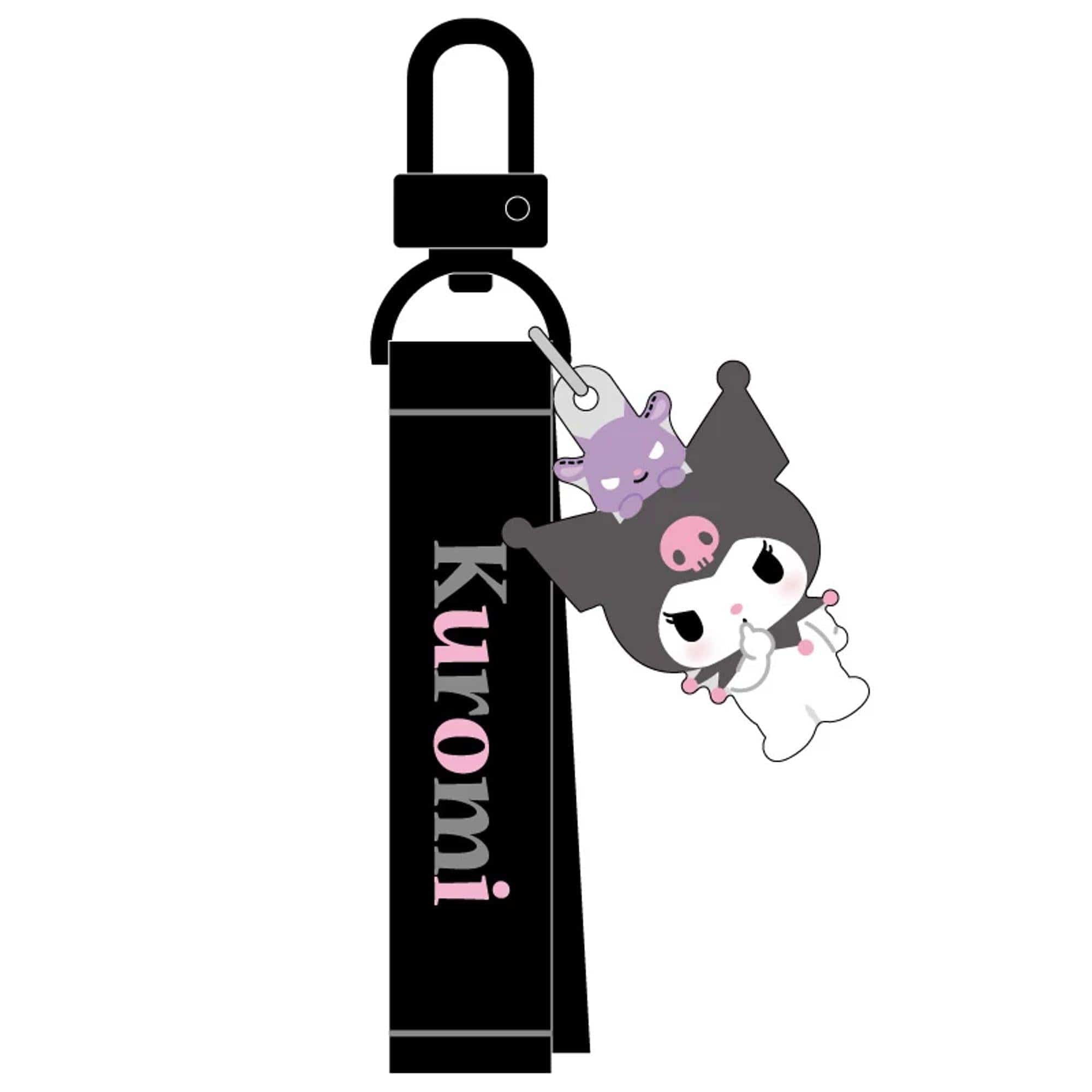 Enesco Sanrio All Stars Acrylic Mascot Keychains with Embroidered Name Tag Kuromi Kawaii Gifts 4550337304235