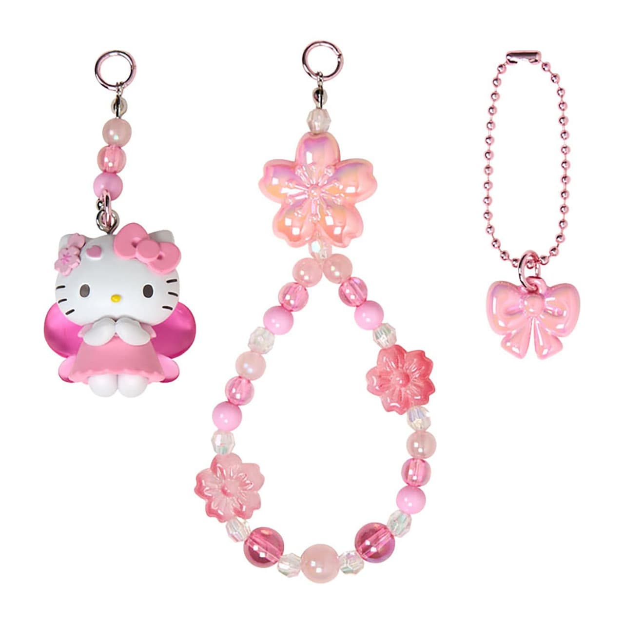 Enesco Sanrio Sakura Beaded Cherry Blossom All Stars Charm Key Rings (KT, MM, KU, MP) Kawaii Gifts