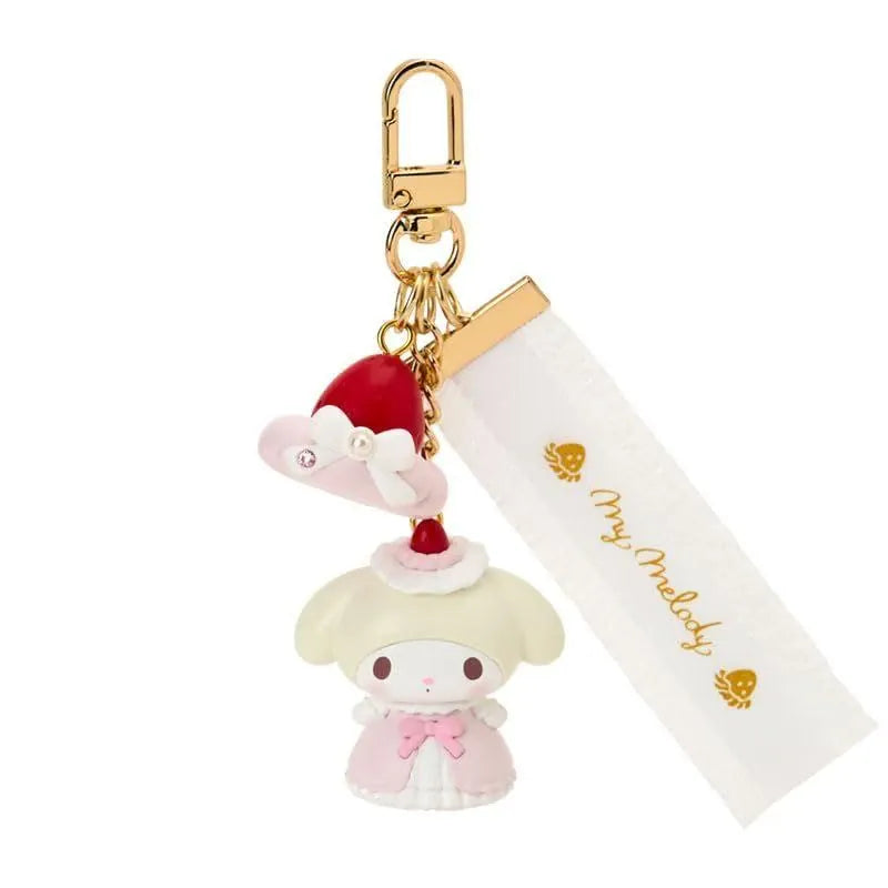 Enesco Sanrio Whip Cream Strawberry Cake Charm Key Rings (HK, MM, CN, KU) Kawaii Gifts