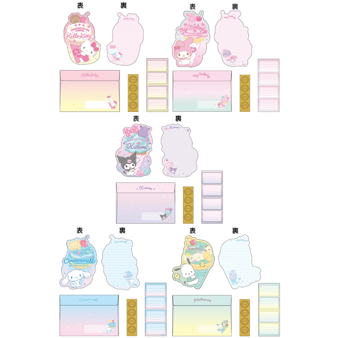 Enesco Ice Cream Sanrio Friends Letter Sets With Seal Stickers Kawaii Gifts