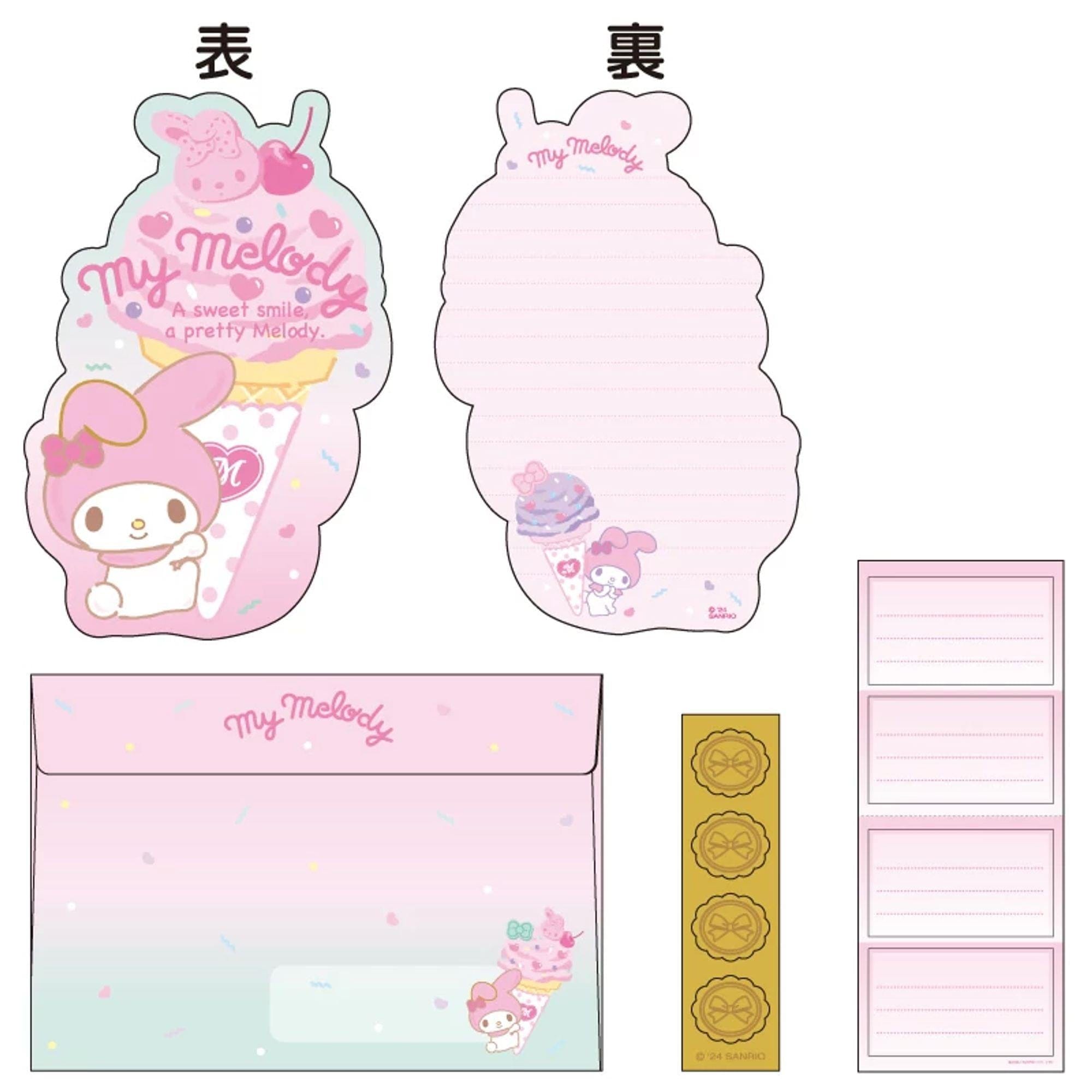 Enesco Ice Cream Sanrio Friends Letter Sets With Seal Stickers My Melody Kawaii Gifts 4550337328316