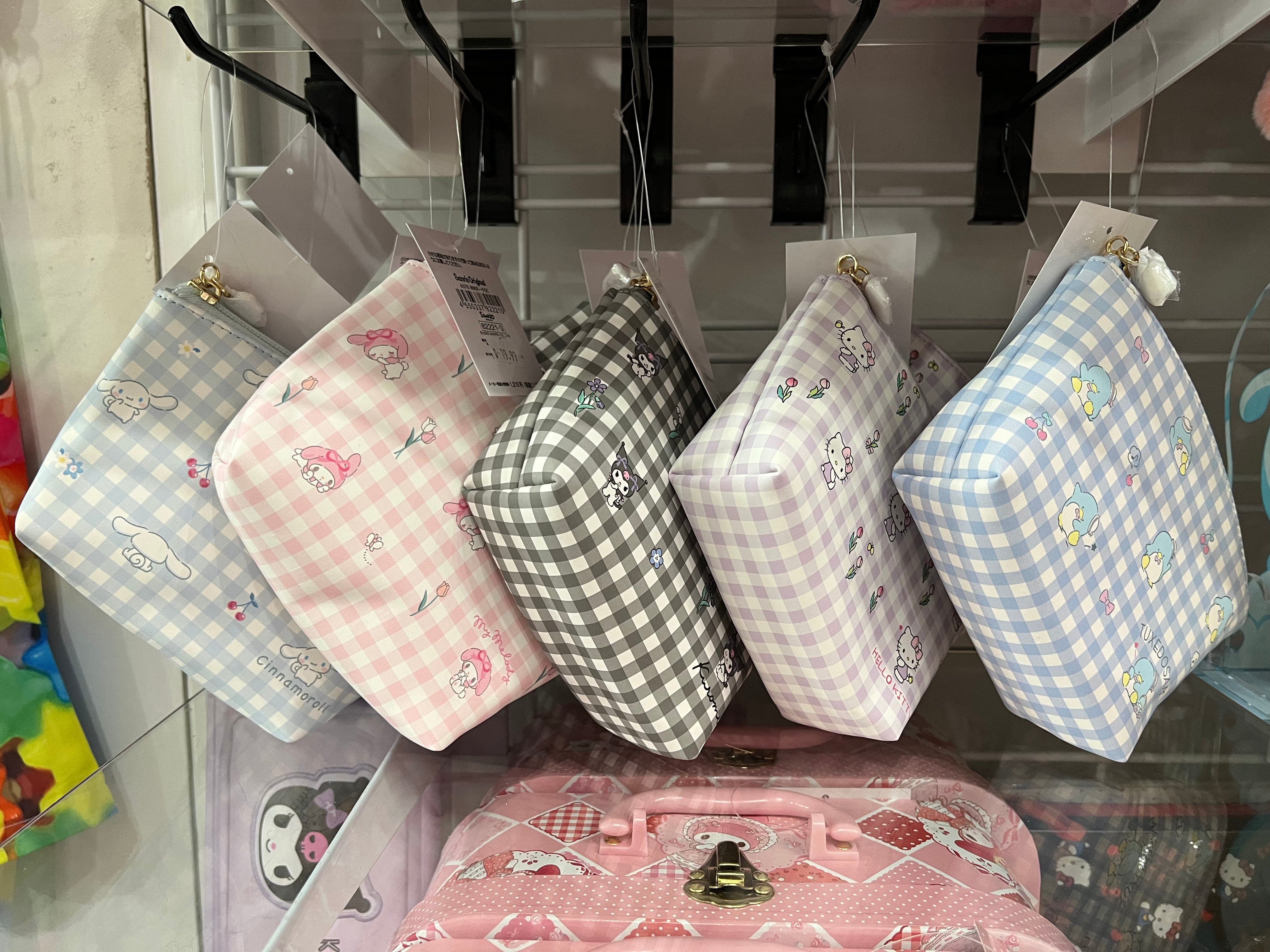 Enesco Sanrio Friends Gingham Makeup Pouches Kawaii Gifts