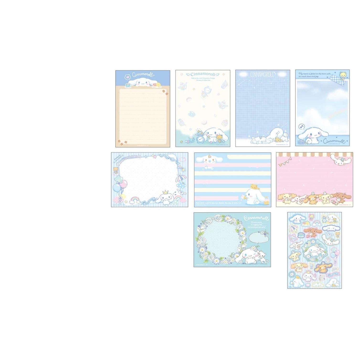 Enesco Cinnamoroll 8-Design Memo Pad with Stickers Kawaii Gifts 4550337017043