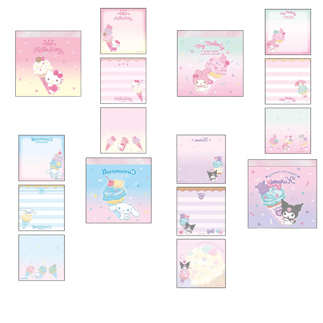 Enesco Ice Cream Sanrio Friends Memo Pads Kawaii Gifts
