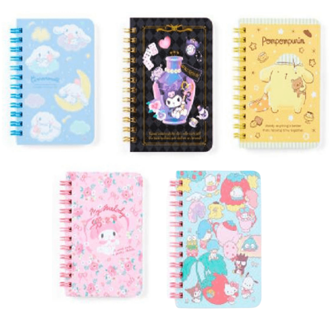 Enesco Sanrio Friends Ruled Pocket Notebooks: Pompompurin, My Melody, Cinnamoroll, Kuromi, Character Mix Kawaii Gifts