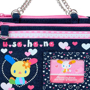 Enesco Sanrio Usahana Heisei Girl 8" Denim Pouch with Handle & Mirror Kawaii Gifts 4550624796354