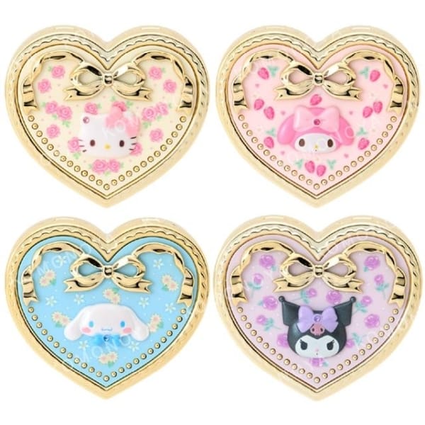 Enesco Sanrio All Stars Heart-Shaped Compact Mirror Accessory Case (HK, MM, CN, KU) Kawaii Gifts