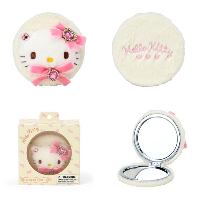 Enesco Sanrio Furry Compact Mirrors with Jewels (HK, MM, CN, KU) Hello Kitty Kawaii Gifts 4550624326575
