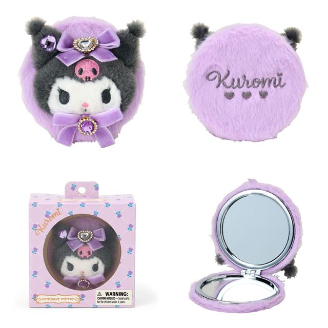 Enesco Sanrio Furry Compact Mirrors with Jewels (HK, MM, CN, KU) Kuromi Kawaii Gifts 4550624326698
