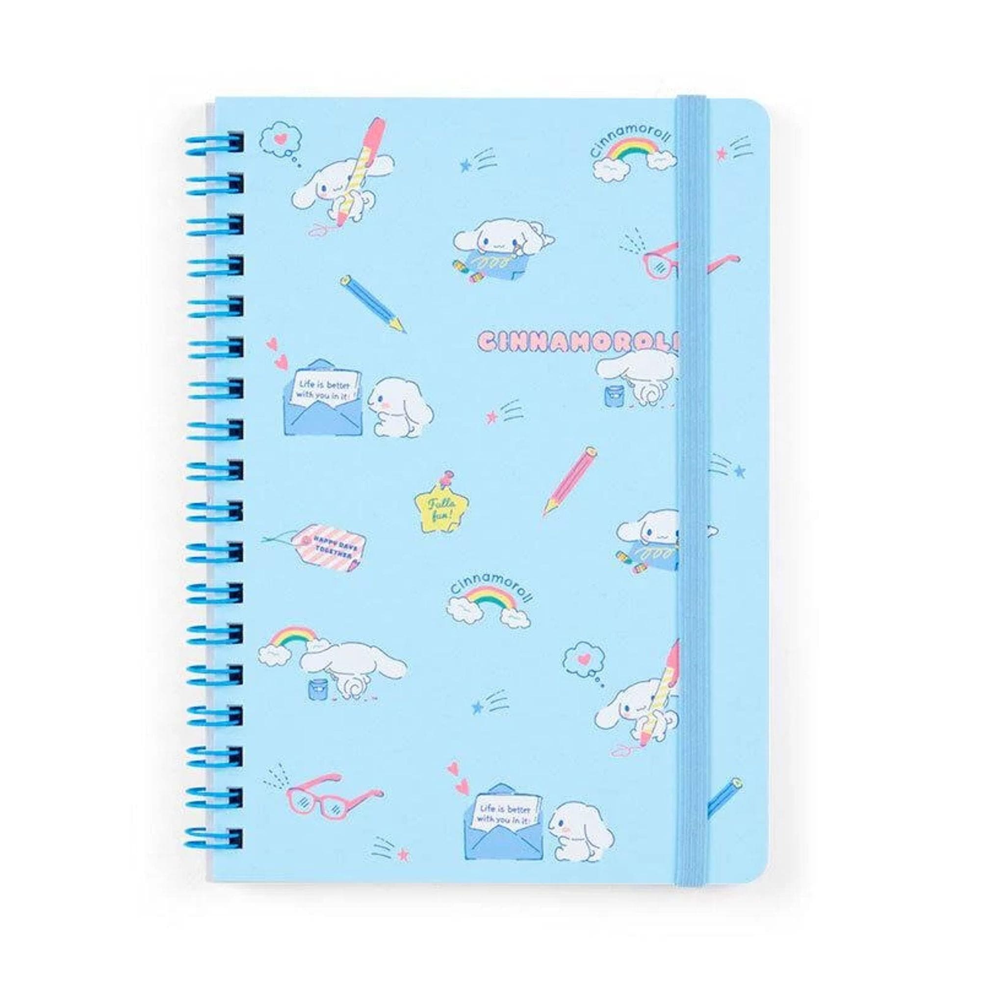 Enesco Sanrio Friends B6 Spiral Notebooks With Elastic Band Closure Cinnamoroll Kawaii Gifts 4550337092118