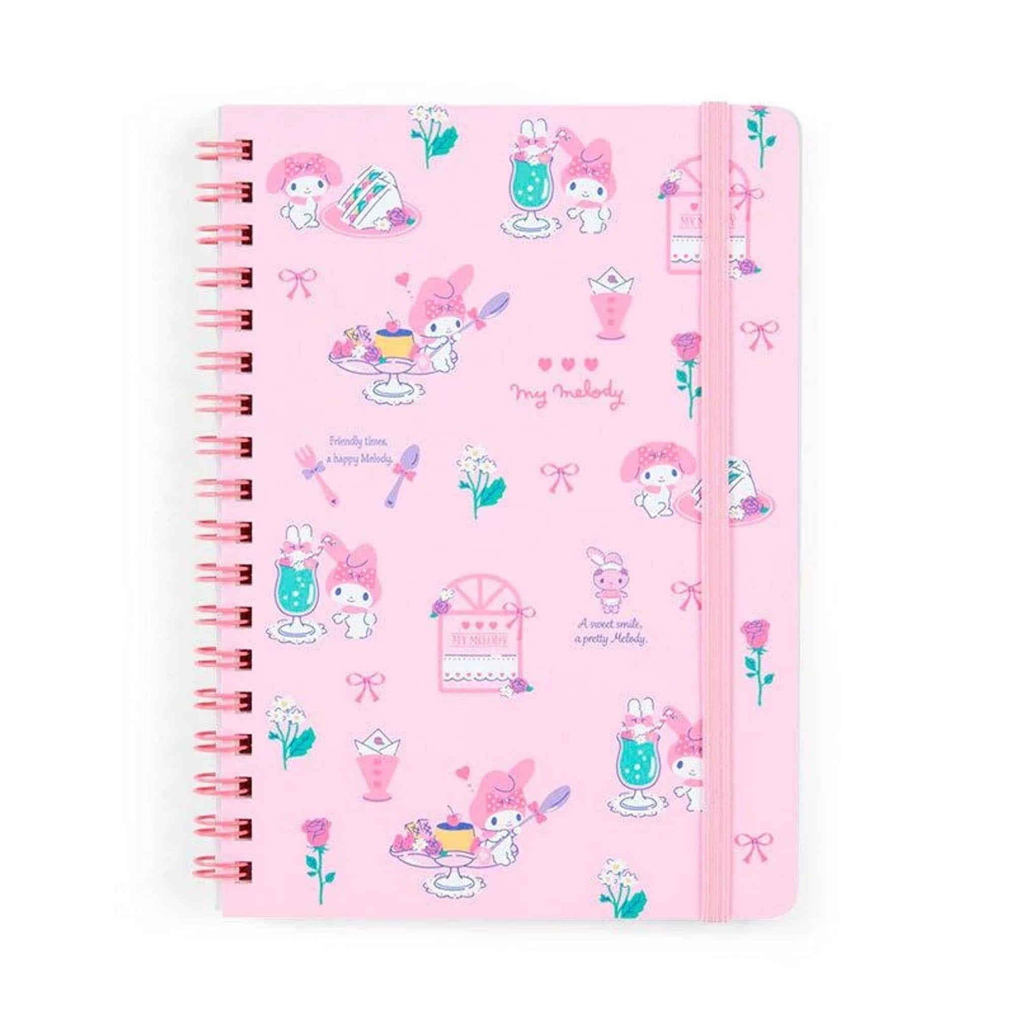 Enesco Sanrio Friends B6 Spiral Notebooks With Elastic Band Closure My Melody Kawaii Gifts 4550337092040