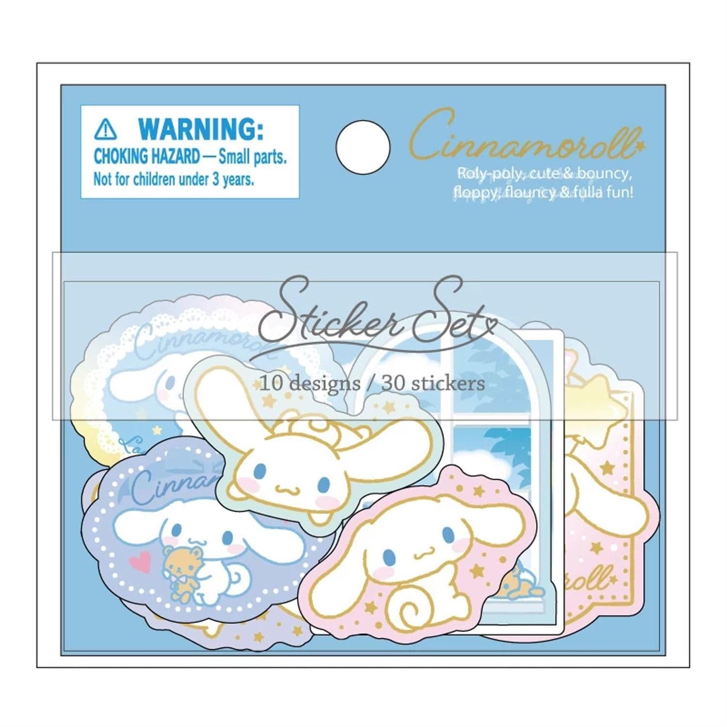 Enesco Sanrio Flake Stickers with Golden Accent: Hello Kitty, My Melody, Pompompurin, Cinnamoroll, Kuromi, Pochacco Cinnamoroll Kawaii Gifts 4550624437554