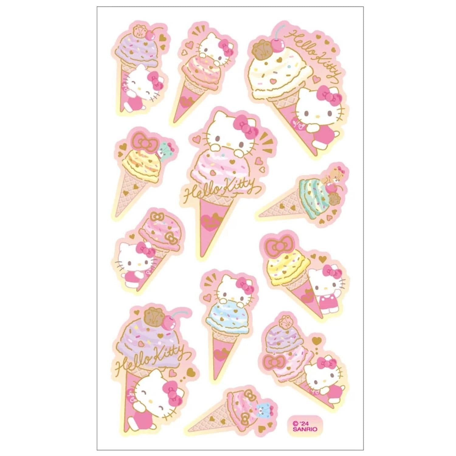 Enesco Sanrio Ice Cream Stickers: Hello Kitty, My Melody, Cinnamoroll, Kuromi, Pochacco Hello Kitty Kawaii Gifts 4550337326312